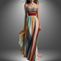 ByNovella | Strapless Colorful Pleated Maxi Dress - CuroStep
