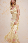 Floral Ruffle Maxi Dress - CuroStep