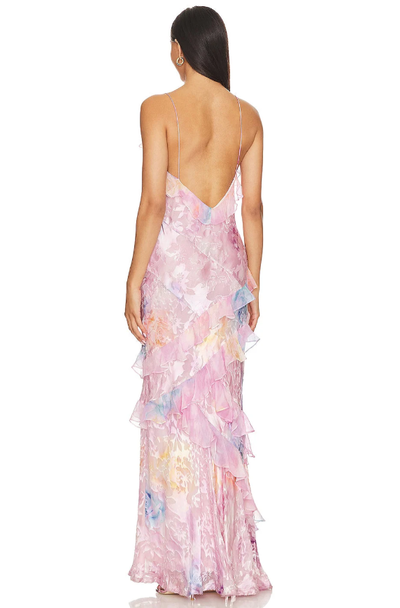 Floral Ruffle Maxi Dress - CuroStep
