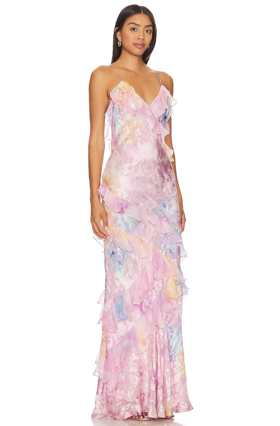 Floral Ruffle Maxi Dress - CuroStep