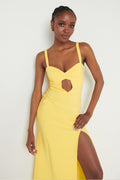 Alice Cut Out Sweetheart Maxi Dress - Lemon - CuroStep