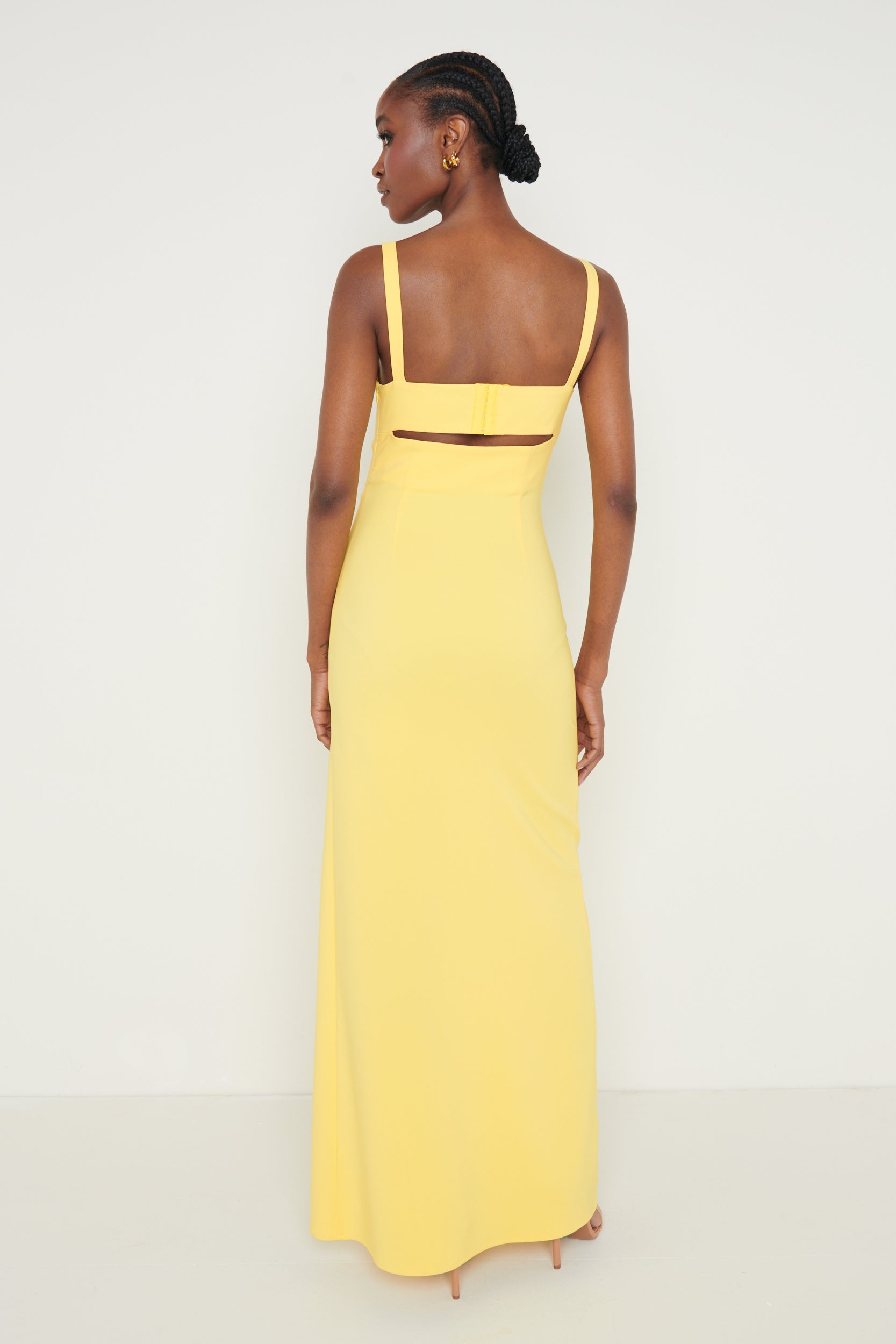 Alice Cut Out Sweetheart Maxi Dress - Lemon - CuroStep