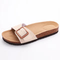 Gacimy Women Cork Slippers With Arch Support Fashion Leather Clogs Sandals Summer Open Toe Flat Mules Slippers Men Beach Slides - CuroStep