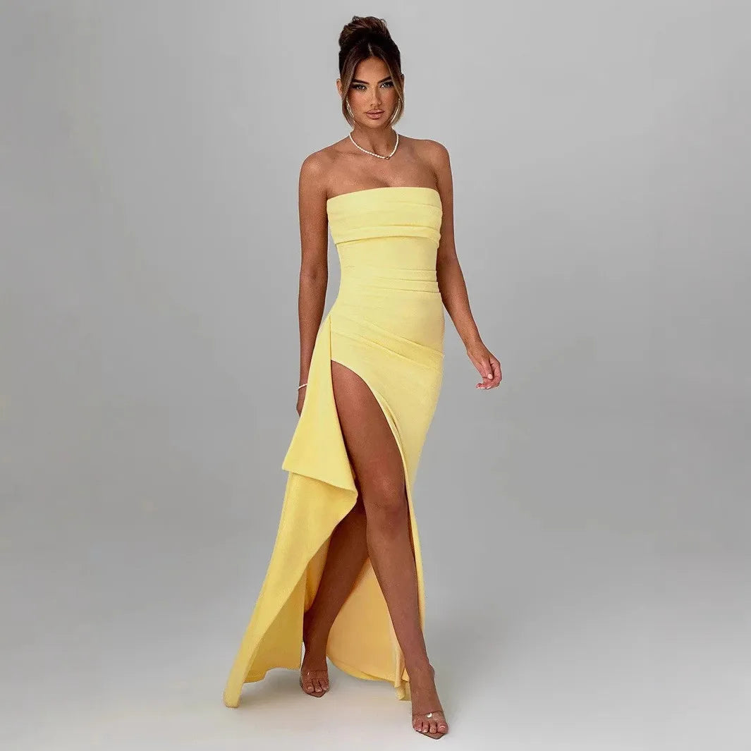 Zafira Maxi dress- Lemon - CuroStep