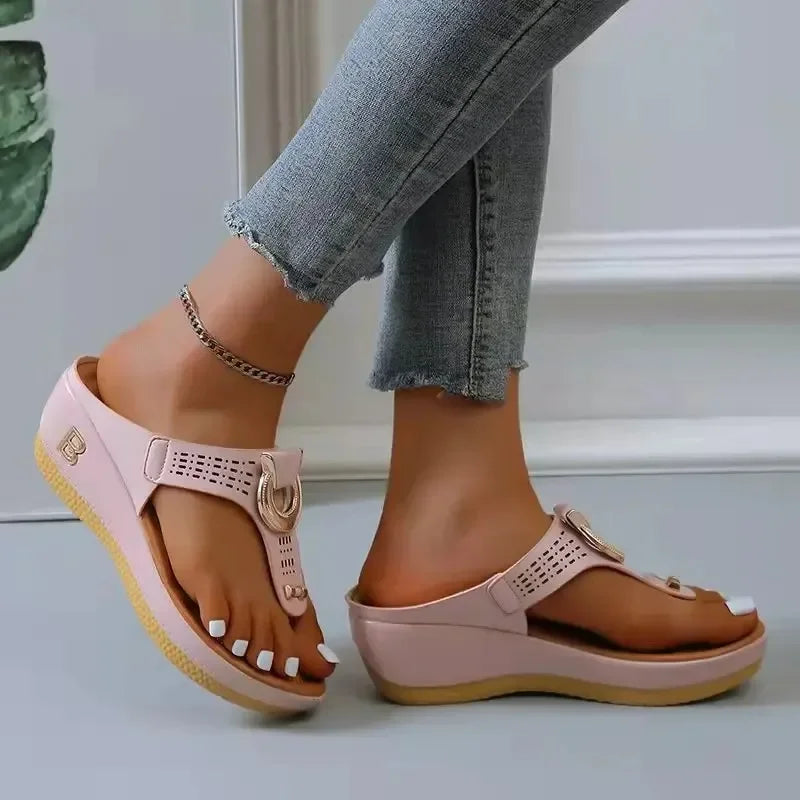 Summer Sandals Women 2024 Big Size Platform Wedges Sandals Slippers Non-Slip Open Toe Flip Flops Ladies Comfortable Beach Shoes - CuroStep