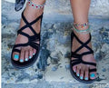 Large size rope knot sandals summer flip flops casual women's shoes Rome flat sandals thin strap beach comfortable sandals women - CuroStep