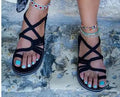 Large size rope knot sandals summer flip flops casual women's shoes Rome flat sandals thin strap beach comfortable sandals women - CuroStep