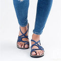 Large size rope knot sandals summer flip flops casual women's shoes Rome flat sandals thin strap beach comfortable sandals women - CuroStep