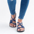 Large size rope knot sandals summer flip flops casual women's shoes Rome flat sandals thin strap beach comfortable sandals women - CuroStep