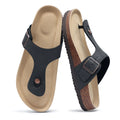 Gacimy Women Cork Slippers With Arch Support Fashion Leather Clogs Sandals Summer Open Toe Flat Mules Slippers Men Beach Slides - CuroStep