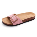 Gacimy Women Cork Slippers With Arch Support Fashion Leather Clogs Sandals Summer Open Toe Flat Mules Slippers Men Beach Slides - CuroStep
