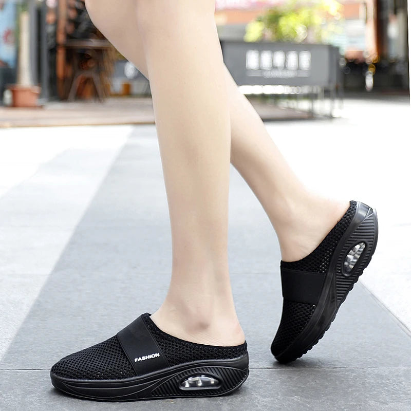 Air Cushion Slip-On Women Slippers Breathable Sandals Men Fashion Slides EVA Bedroom Orginal Soft Shoes Female Comfortable Woman - CuroStep