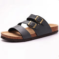 Gacimy Women Cork Slippers With Arch Support Fashion Leather Clogs Sandals Summer Open Toe Flat Mules Slippers Men Beach Slides - CuroStep