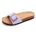 Gacimy Women Cork Slippers With Arch Support Fashion Leather Clogs Sandals Summer Open Toe Flat Mules Slippers Men Beach Slides - CuroStep