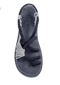 Large size rope knot sandals summer flip flops casual women's shoes Rome flat sandals thin strap beach comfortable sandals women - CuroStep