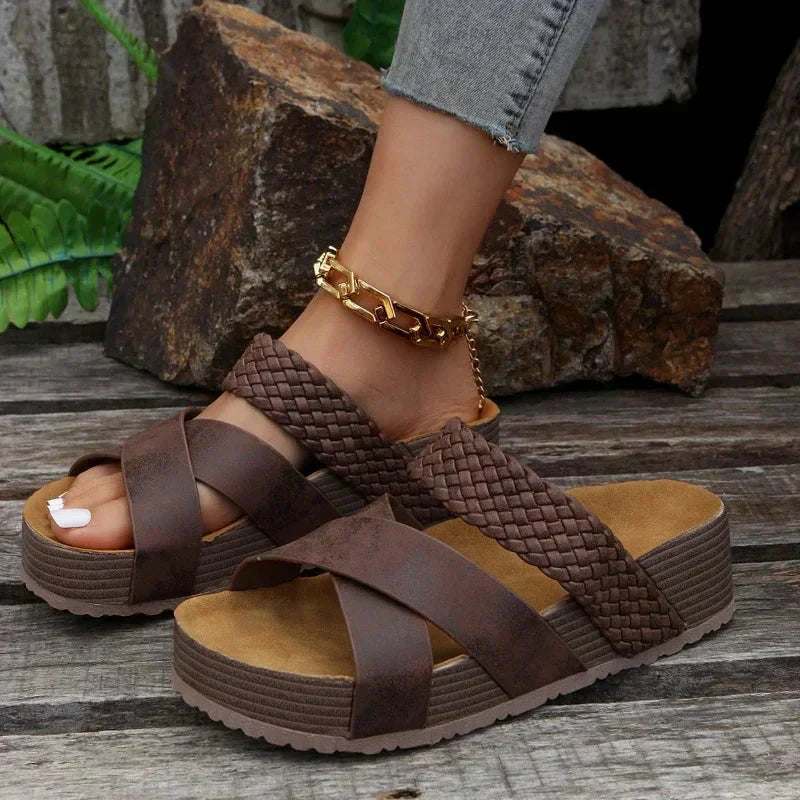 Erika™ – Geflochtene Sandalen mit Kreuzriemen für Damen - CuroStep