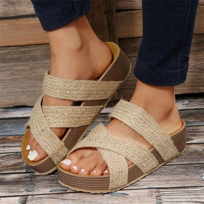 Erika™ – Geflochtene Sandalen mit Kreuzriemen für Damen - CuroStep